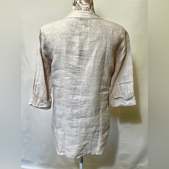 LUNGO L’ARNO Beige Linen long sleeve top size S. - Picture 3 of 13